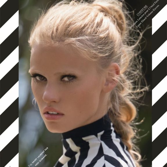 www.thisisglamorous.com | Fashion Editorial : Lara Stone by Hans Feurer for Elle France June 2014