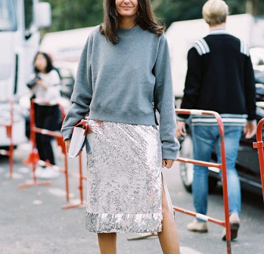 Autumn Style Inspiration: Sweatshirts with Sequins & Deep Blue Coats