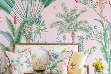 Collaboration: Aquazzura x de Gournay's Amazing Pink Jungle