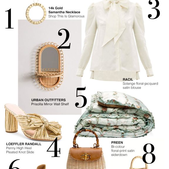 Shopping | Pretty Details: Pussy Bow Blouses, Satin Florals & Wicker