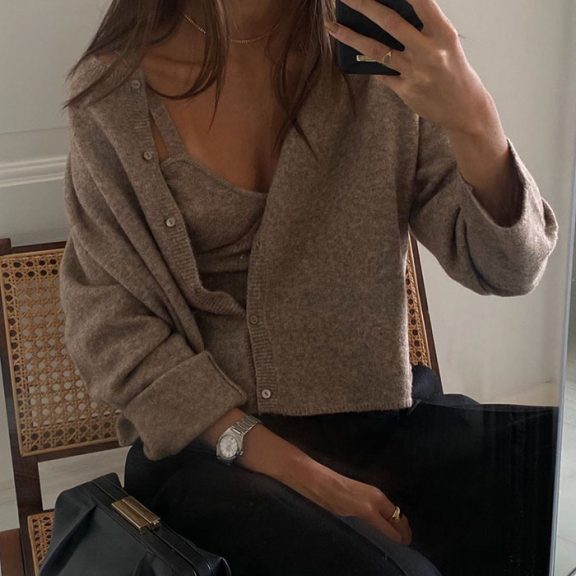 Look of the Moment: Knit Bra / Tank Top & Cardigan Sweater Sets