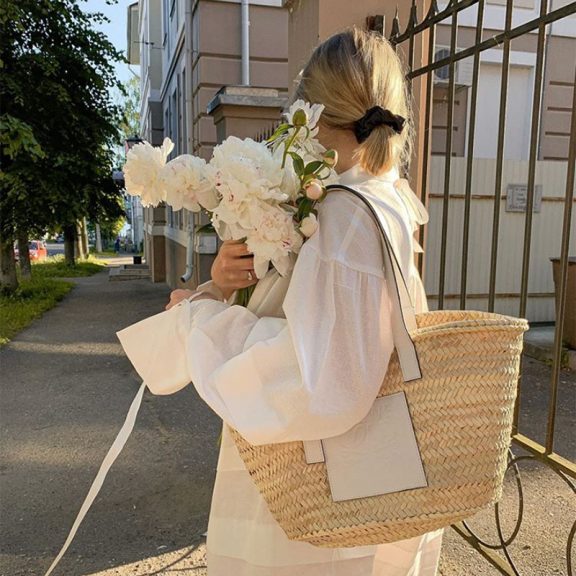 Style File | Mini Trend: Loewe’s Leather-Trimmed Woven Raffia Tote