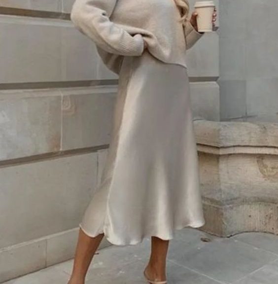 Style Inspiration: Chunky Knits & Satin Skirts